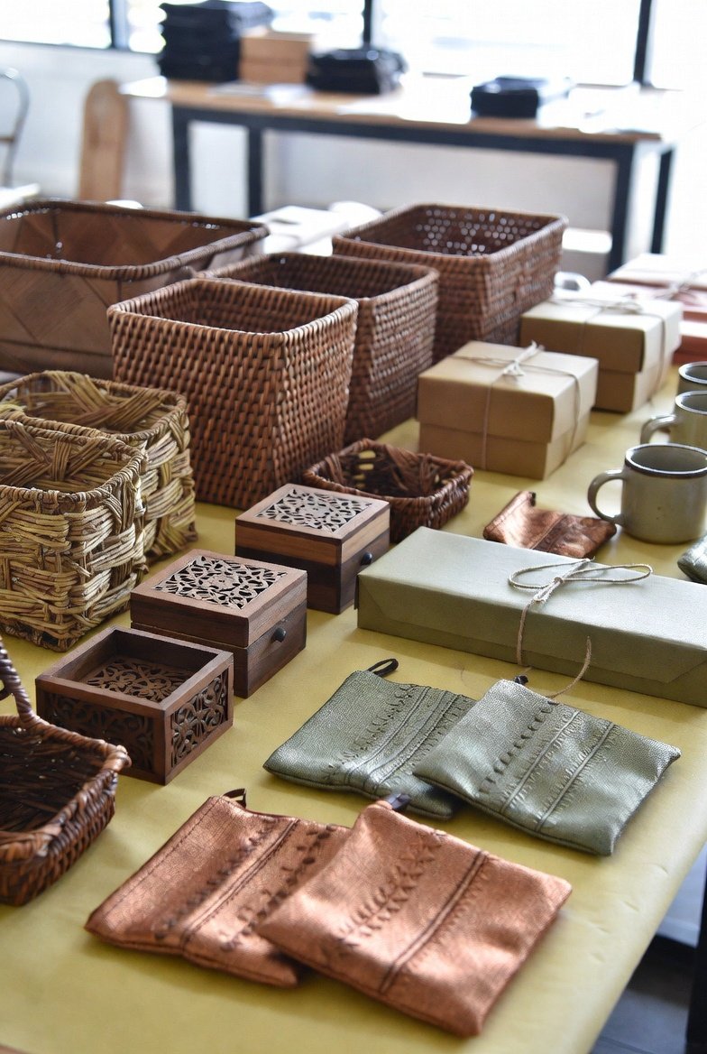 Flat-lay of wholesale handicraft and gift assortment